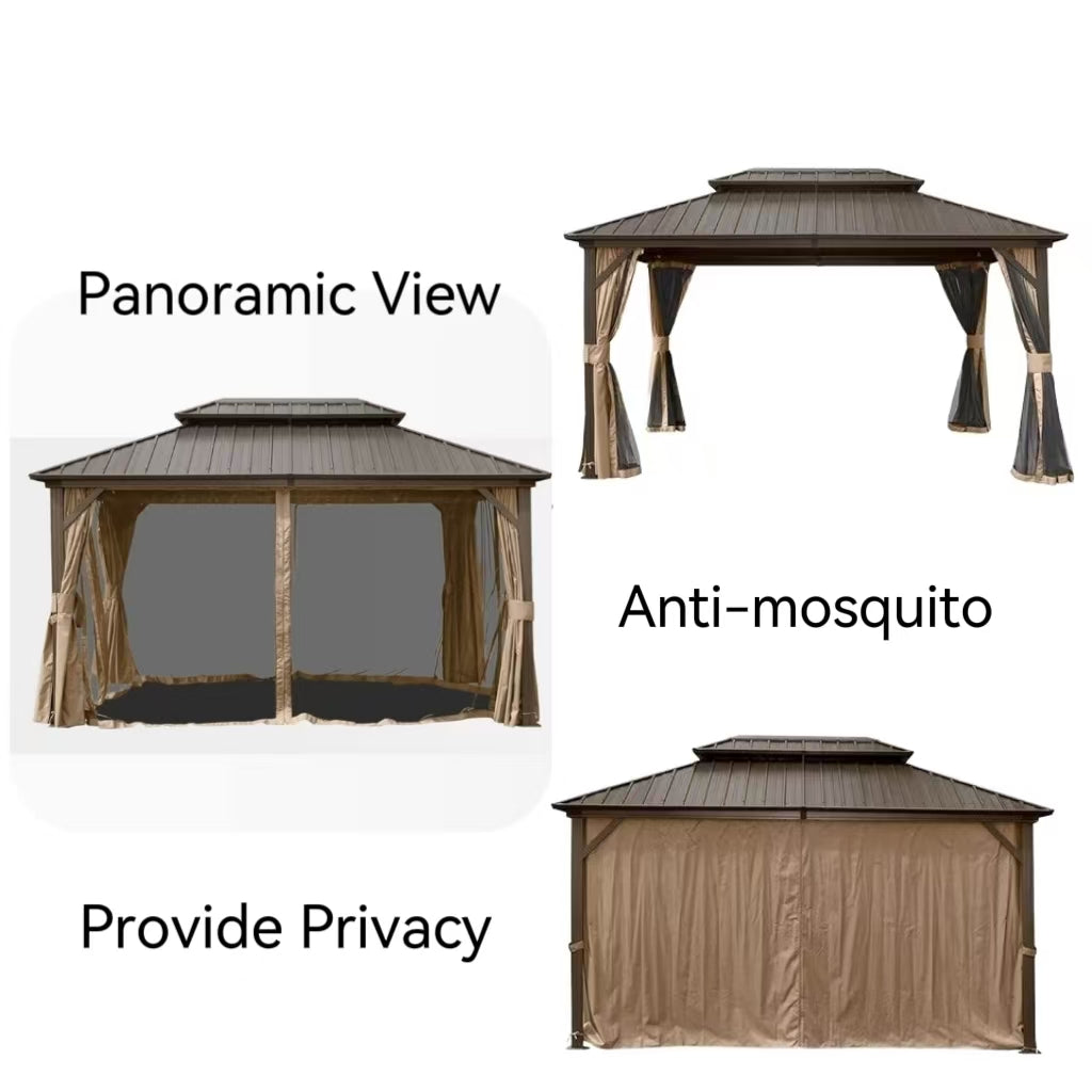 Wholesale Waterproof Modern Custom Size Pergola Outdoor Entertainment Pavilion Aluminum Frame Garden Hardtop Gazebo - Poly Sunshine Outdoors