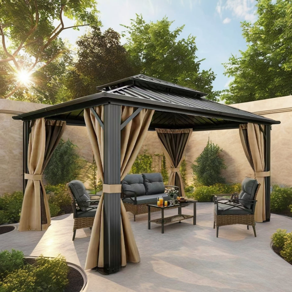 Wholesale Waterproof Modern Custom Size Pergola Outdoor Entertainment Pavilion Aluminum Frame Garden Hardtop Gazebo - Poly Sunshine Outdoors