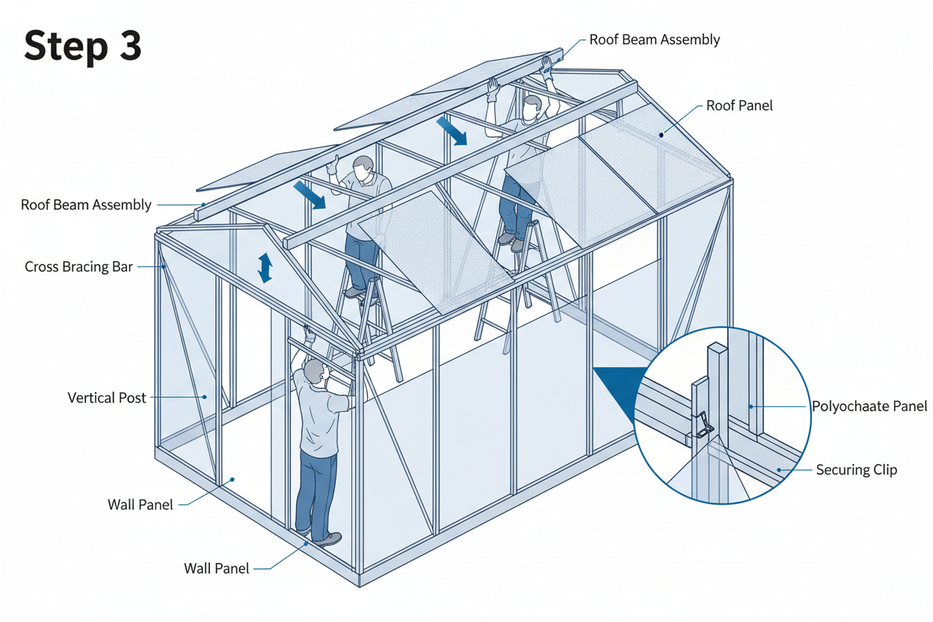 安装步骤3 - 屋顶与板材安装