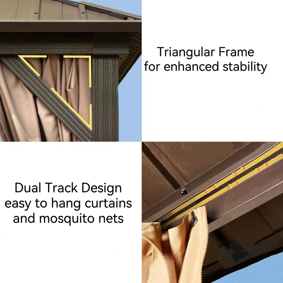 Wholesale Waterproof Modern Custom Size Pergola Outdoor Entertainment Pavilion Aluminum Frame Garden Hardtop Gazebo - Poly Sunshine Outdoors