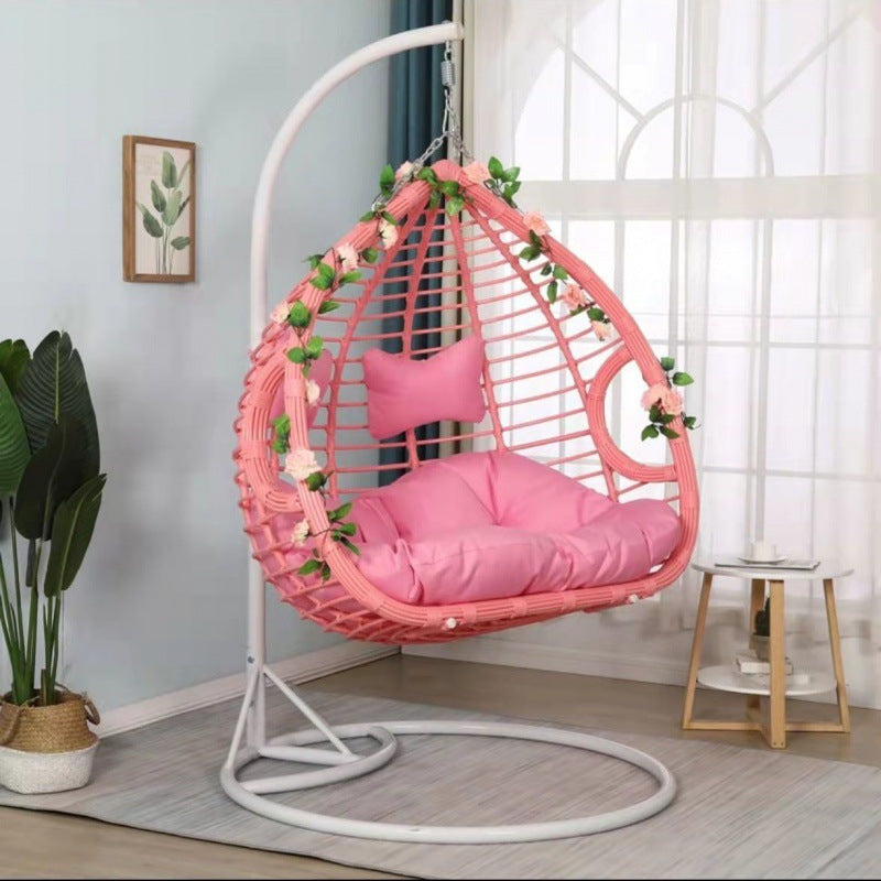 Hanging basket rattan chair cradle chair hanging chair hammock lazy indoor swing balcony home bird nest net red bird nest rocking chair - Poly Sunshine Outdoors