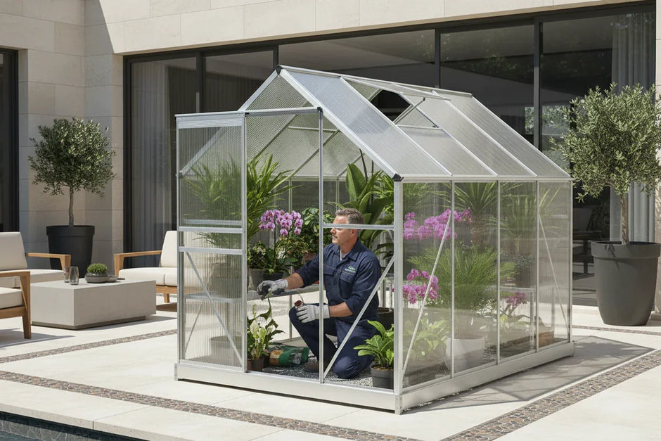 Garden Greenhouse - Aluminum Frame with PC Panels | Year-Round Growing Solution - Poly Sunshine Outdoors