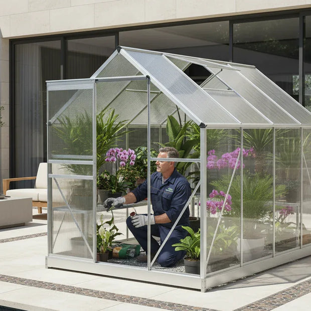 Garden Greenhouse - Aluminum Frame with PC Panels | Year-Round Growing Solution - Poly Sunshine Outdoors