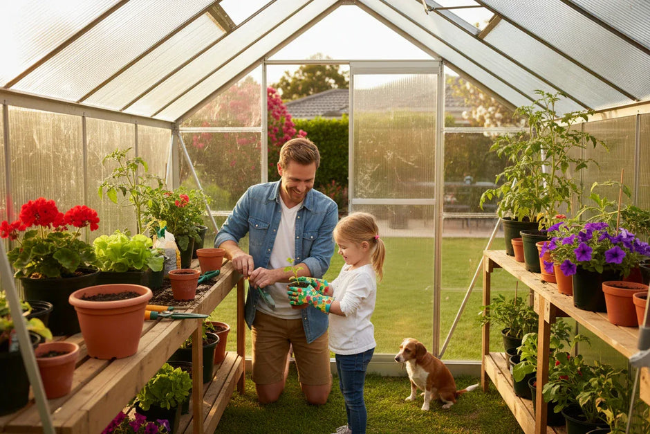 Garden Greenhouse - Aluminum Frame with PC Panels | Year-Round Growing Solution - Poly Sunshine Outdoors