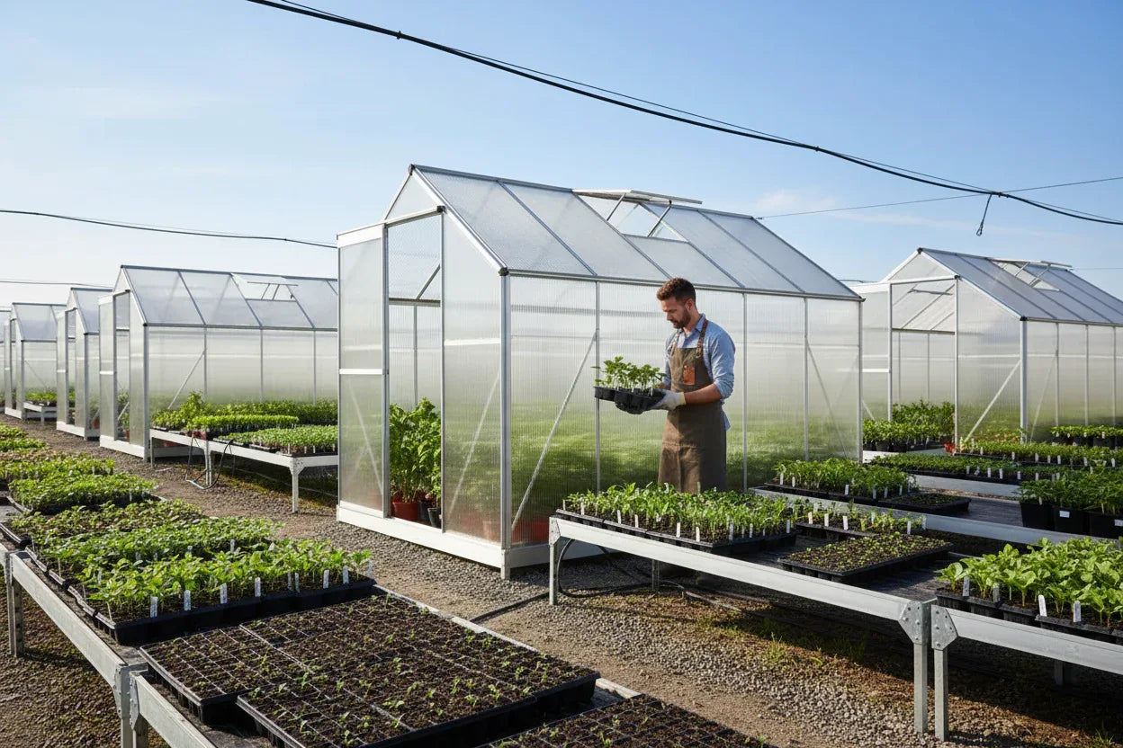 Garden Greenhouse - Aluminum Frame with PC Panels | Year-Round Growing Solution - Poly Sunshine Outdoors